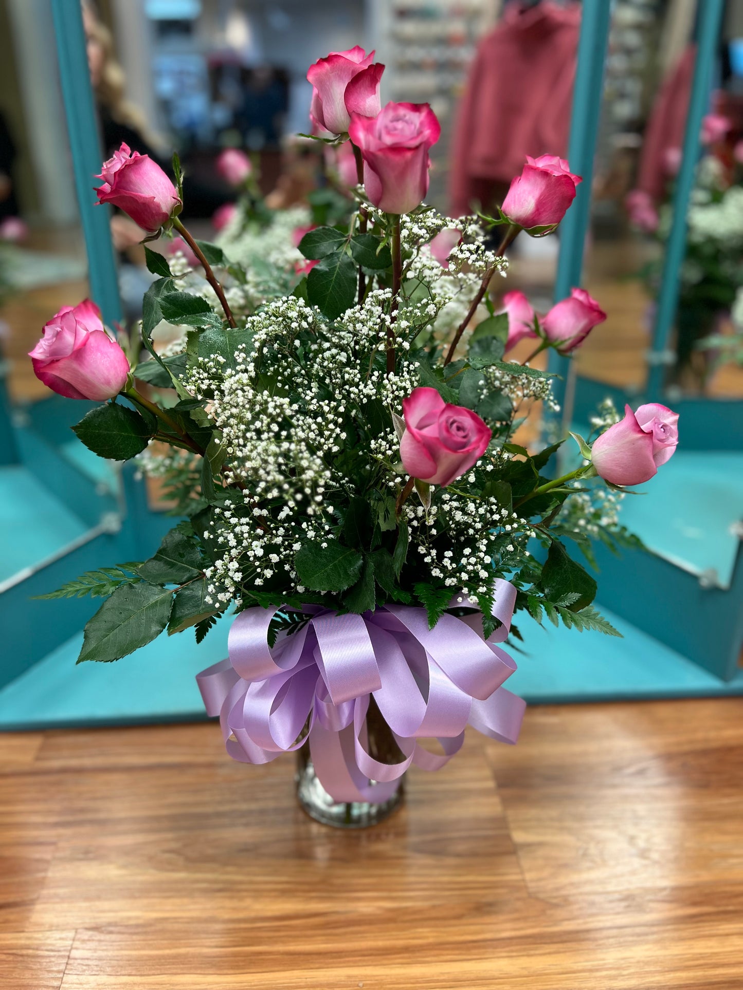 Dozen Lavender Roses with Baby's Breath – THE FLOWER BOX & GIFTS, Sweetwater TX