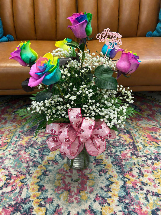 Rainbow Roses Half Dozen